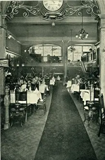 Tablecloths: A restaurant interior, 1909
