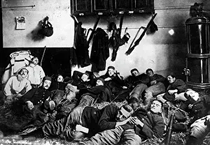 Bombardments: Resting Belgian soldiers, 1914