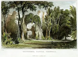 Allom: Restormel Castle, Restormel, Lostwithiel, Cornwall, Cornwall
