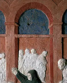 Tondo: Resurrection of Drusiana (detail), bas relief by Donatello