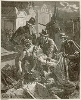 Graveyards: Resurrectionists robbing graveyards for bodies