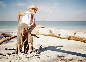 Beachcomber: Retired Senior Man Beachcomber Ragged Clothes