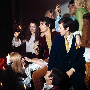 Sparklers: Retro group party scene