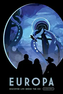 Jupiter: Retro space travel poster of future exploration