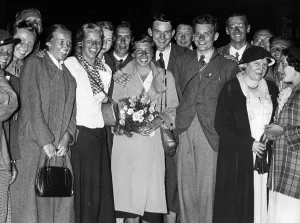Schooling: Return of German exchange students at Lehrter Bahnhof, 1936