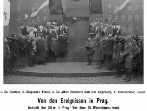 Proclamation: Returning soldiers from the war in Prague, 1918