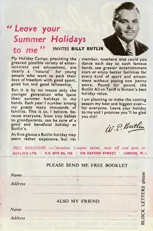 Promo: Reverse of a Flyer for a free Butlin's Holiday Booklet