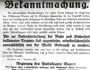 Announcement: Revolution in Bavaria, 1918