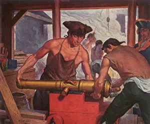 Lambdin: Revolutionary Soldiers adjusting Cannon