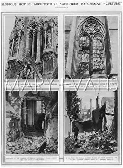 Deliberately: Rheims Cathedral damaged by German bombardment