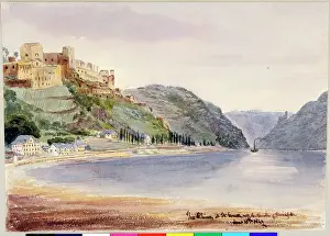 Goar: The Rhine at St. Goar with the Castle of Rheinfels