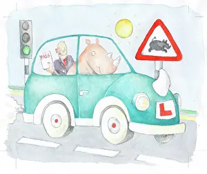 Examiner: Rhinoceros passing his driving test