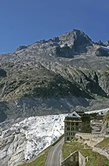 Glaciers: Rhone glacier with Hotel Belvedere