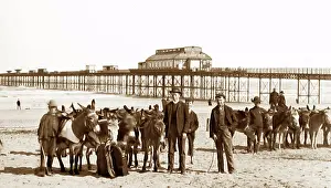 Rhyl: Rhyl donkeys on the beach and pier