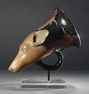 Caryatid: Rhyton with a greyhound face