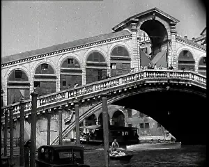 Rialto: Part of the Rialto Bridge in Venice With Pedestrians