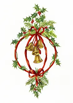 Ockenden: Ribbon, holly and bells decoration