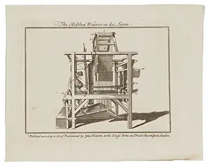 18th Century: The Ribbon Weaver in his loom