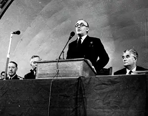Crossman: Richard Crossman speaking at a podium