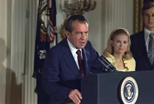 Disgrace: Richard Nixon addressing his Cabinet and ?