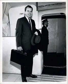Jetliner: Richard Nixon boarding TWA plane for Paris
