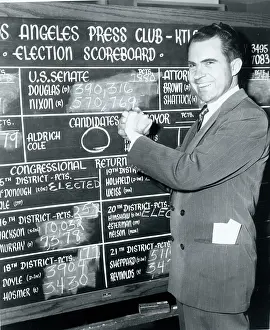 Scoreboard: Richard Nixon with election scoreboard