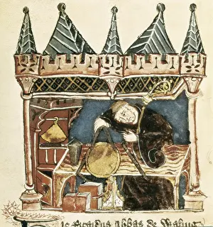 Wallingford: Richard de Wallingford measuring a circular instrument