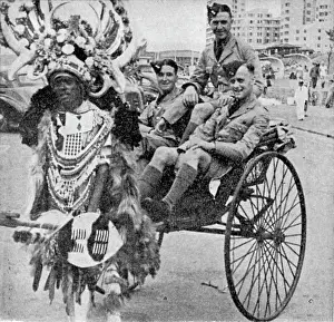 Rickshaws: Ricksha with British RAF cadets