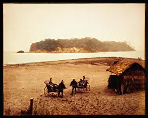 Enoshima: Two Rickshaws on Beach