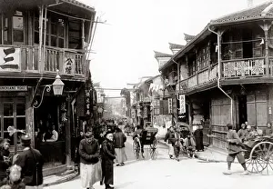 Rickshaws: Rickshaws, Sunkiang Road, Shanghai, China, c.1900