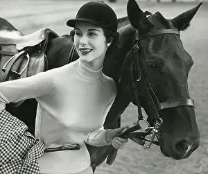 Bridle: Rider with check coat, riding helmet