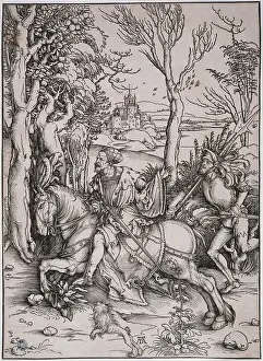 Halberd: Rider followed by a halberdier