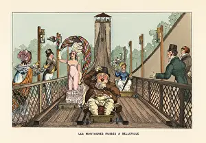 Rollercoaster: Riders on the Belleville rollercoaster, early 19th century