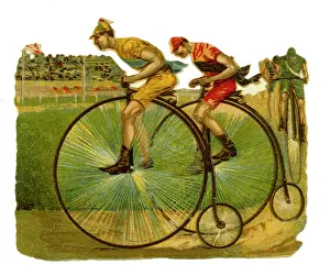 Farthing: Riders on penny farthing bicycles