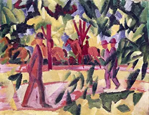 Allee: Riders and promenaders in an avenue