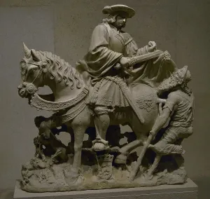 Share: Riding Saint Martin sharing his cloak with a beggar