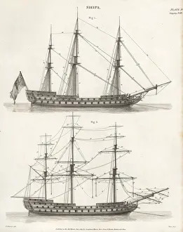Rigging plans for sailing ships, 18th century