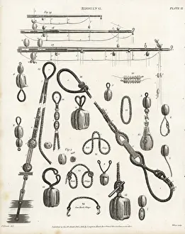 Pulleys: Rigging for sailing ships, 18th century