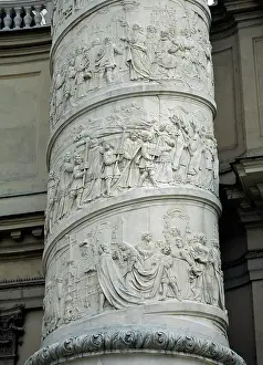 Courage: Right column with reliefs depicting scenes from the life of