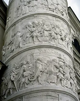 Courage: Right column with reliefs depicting scenes from the life of