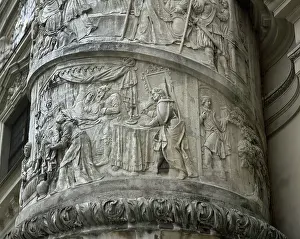 Courage: Right column with reliefs depicting scenes from the life of