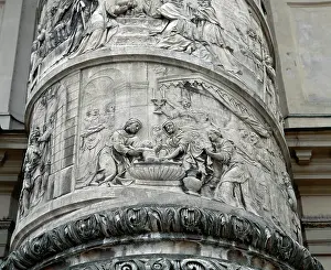 Courage: Right column with reliefs depicting scenes from the life of