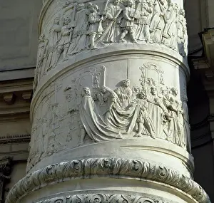 Courage: Right column with reliefs depicting scenes from the life of