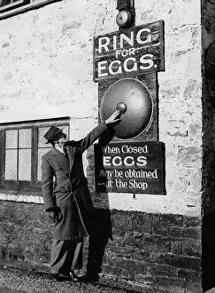 Februar: Ring bell for buyers of eggs on a
