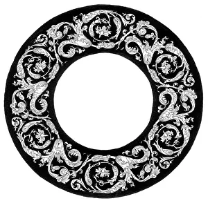 Filigree: Ring shaped black and white Florentine design