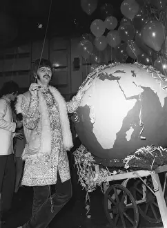 Jugoslavia: Ringo Starr with globe at EMI Studios for live TV show