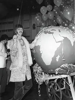 Jugoslavia: Ringo Starr with globe at EMI Studios for live TV show