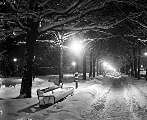 Ringstrasse: Ringstrasse in Vienna at night with snow