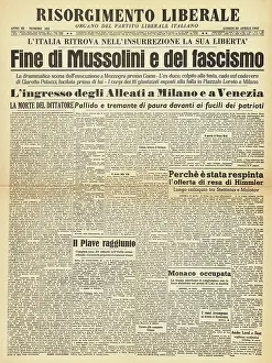 Petacci: Risorgimento Liberale front page Execution of Mussolini