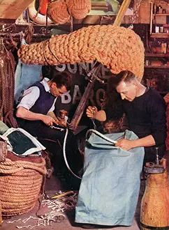 Home Front: River Firemen knitting bags